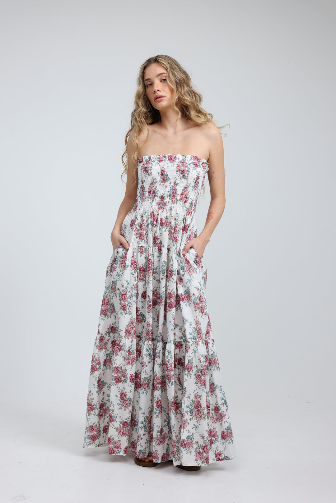 Centara Floral Strapless Dress