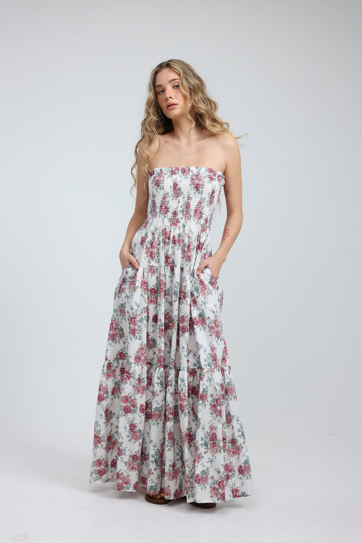 Centara Floral Strapless Dress