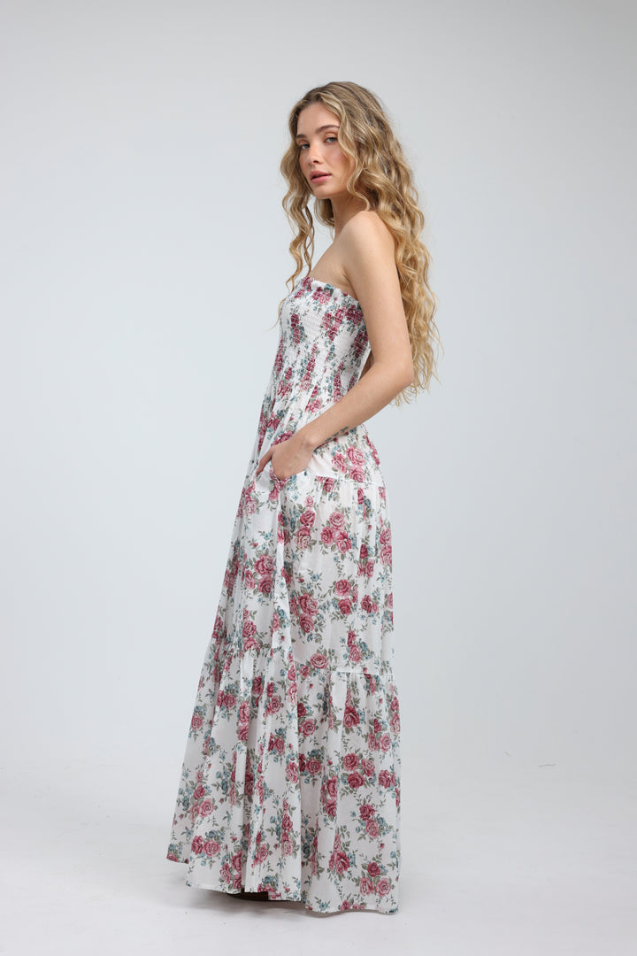 Centara Floral Strapless Dress