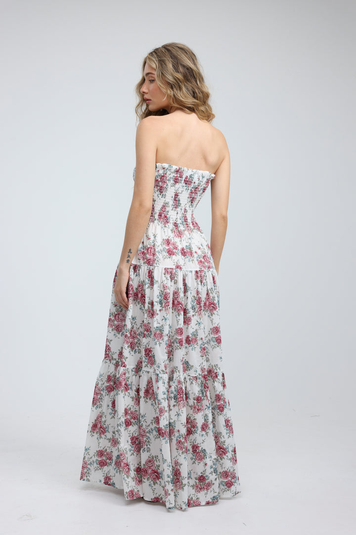 Centara Floral Strapless Dress
