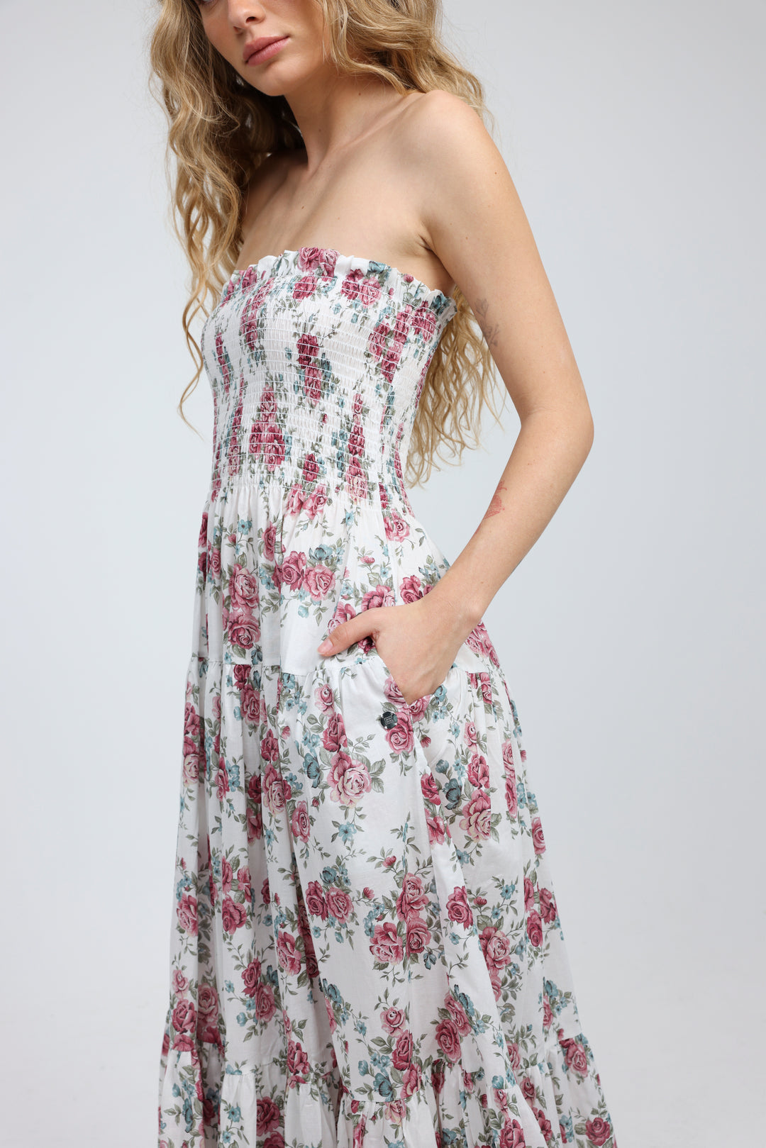 Centara Floral Strapless Dress