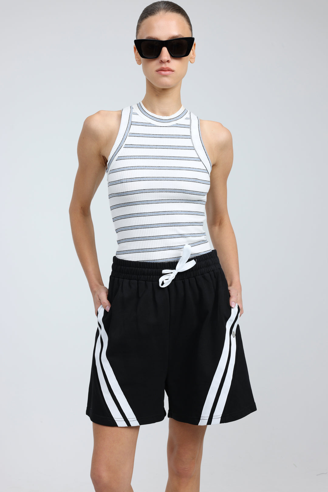 Perfect Light Blue Striped Tank