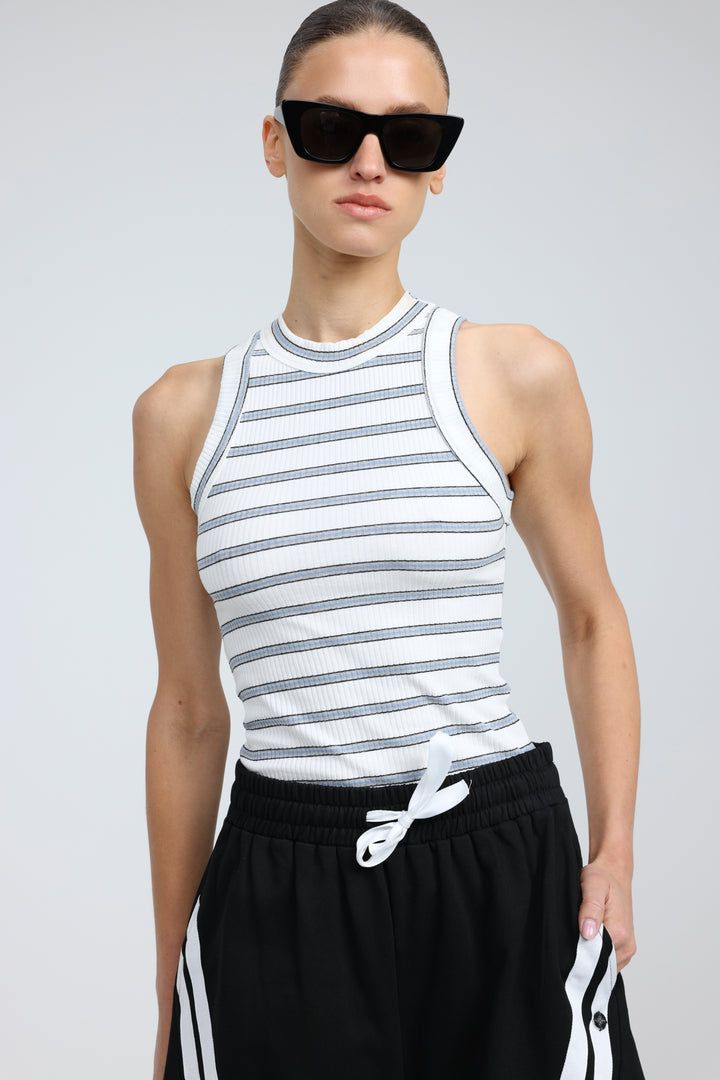 Perfect Light Blue Striped Tank
