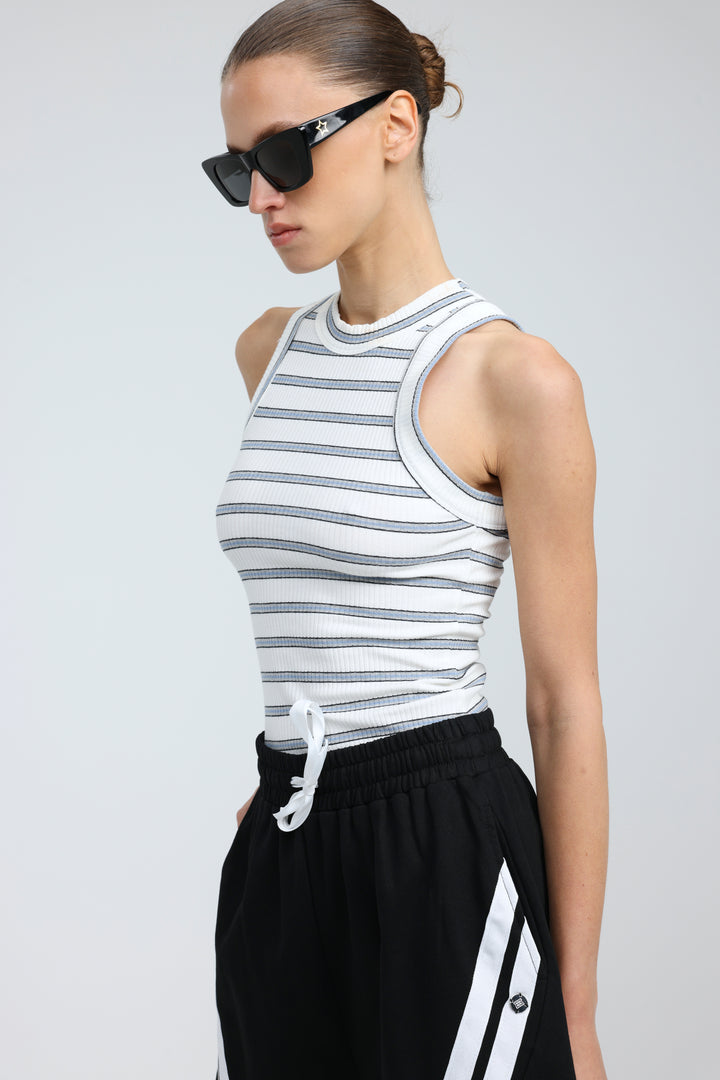 Perfect Light Blue Striped Tank
