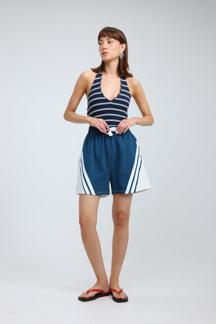 Note Navy Striped Bodysuit