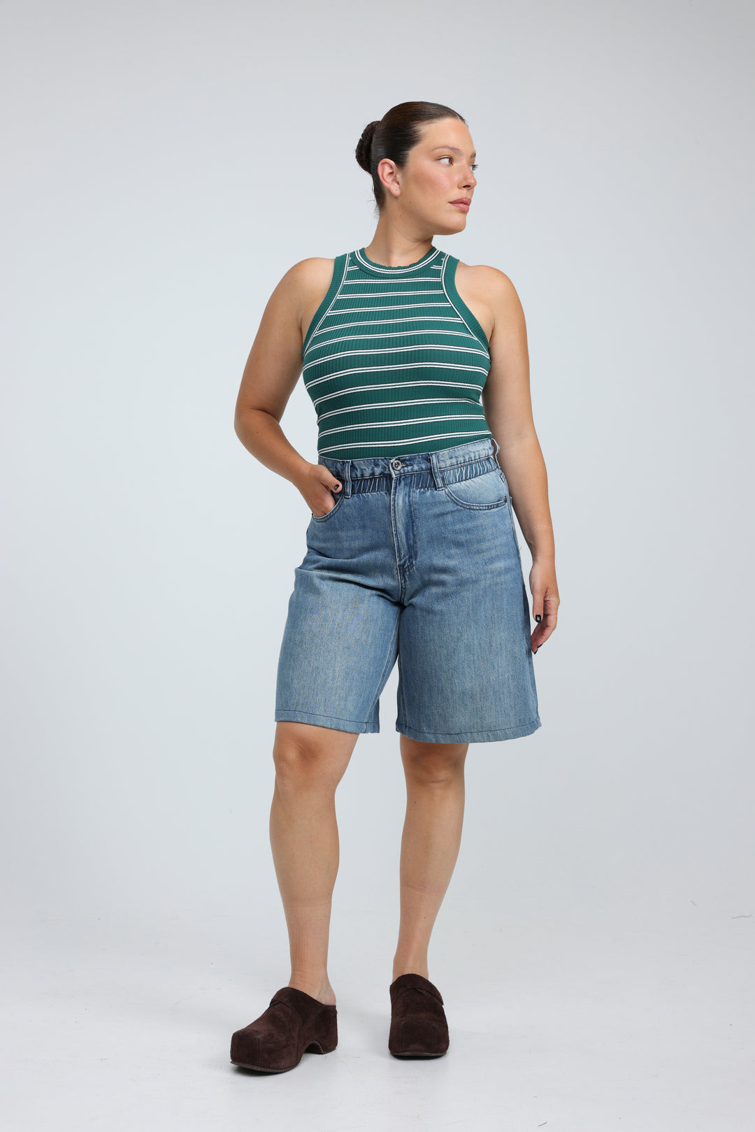 Perfect Light Blue Striped Tank