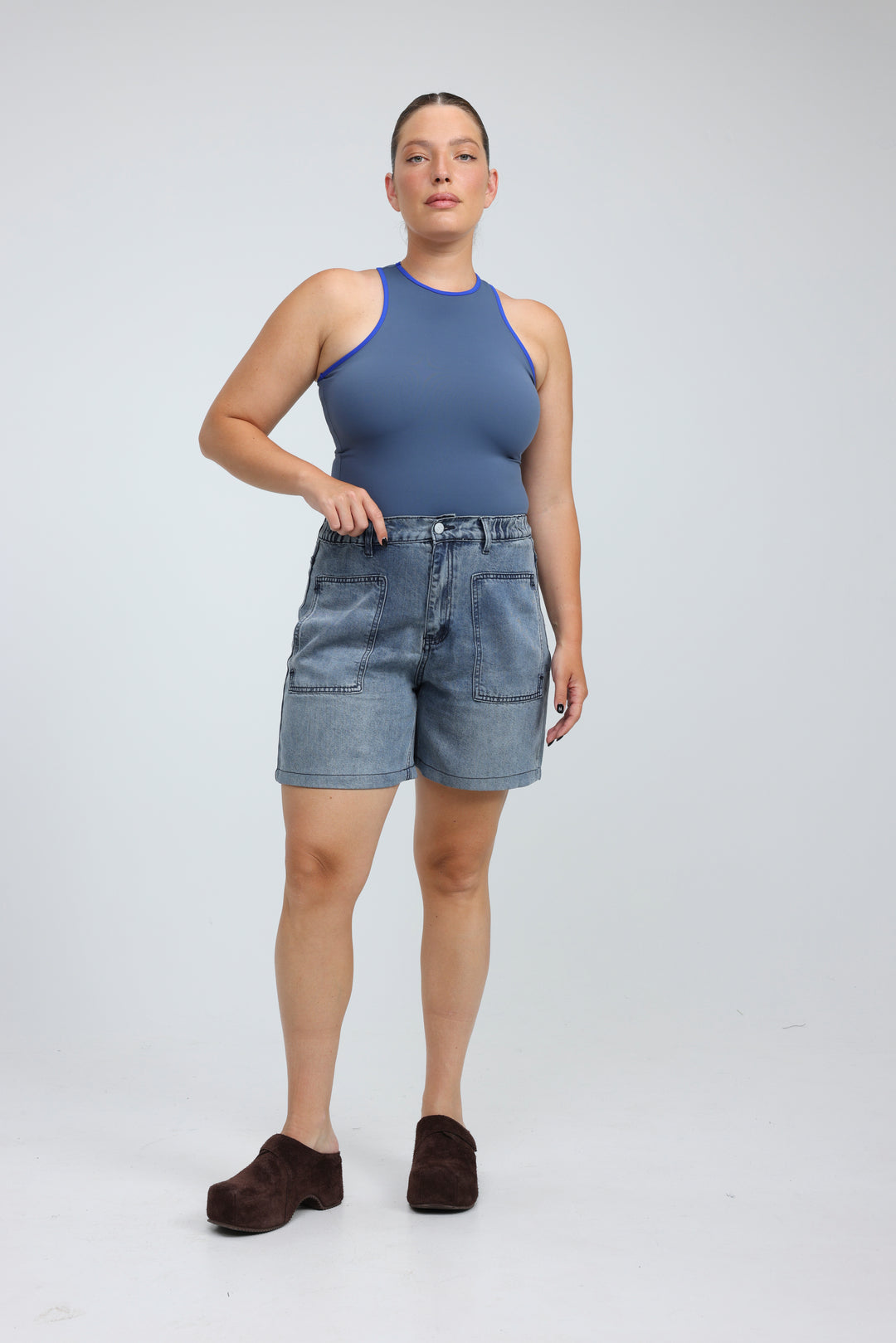 Reorganized Dark Blue Soft Denim Shorts