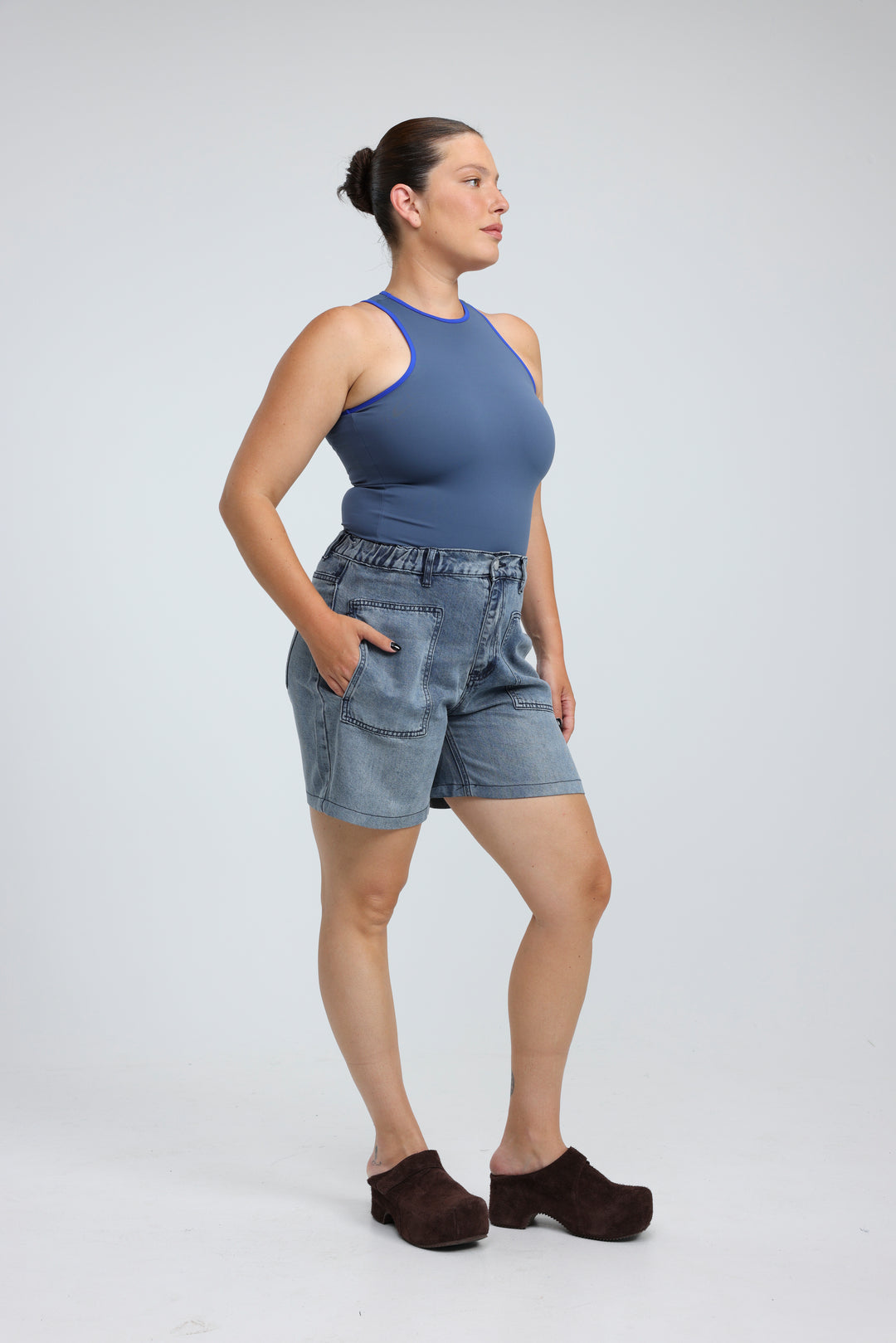 Reorganized Blue Soft Denim Shorts