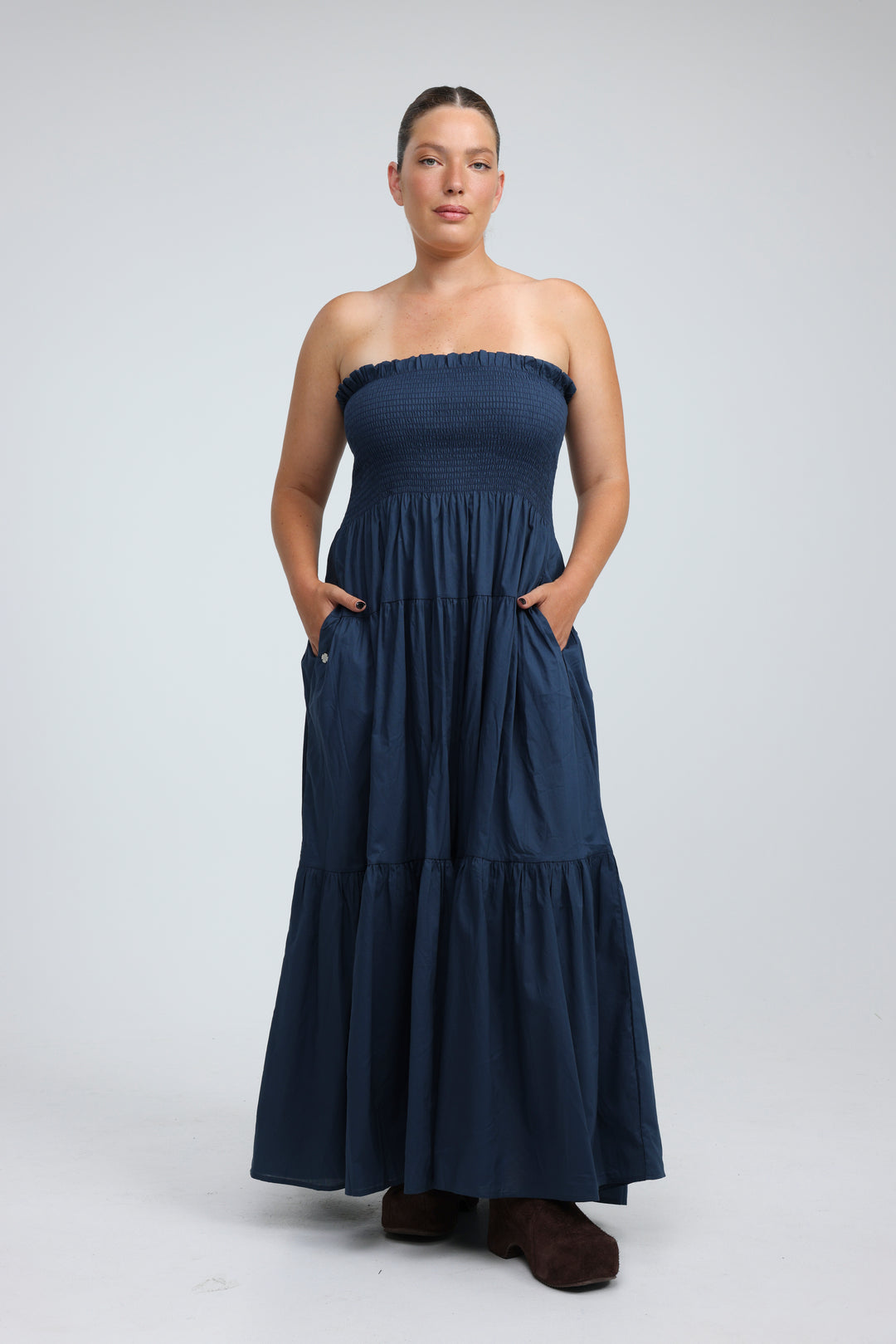 Centara Blue Strapless Dress