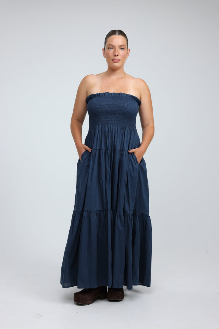 Centara Brown Strapless Dress