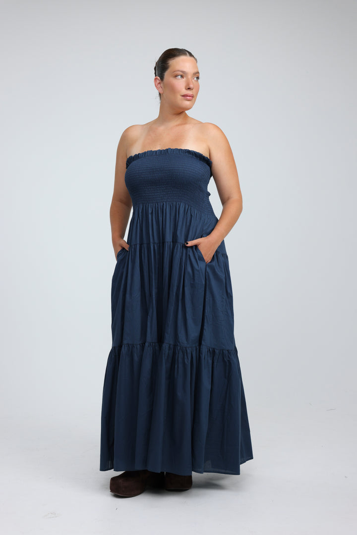 Centara Blue Strapless Dress
