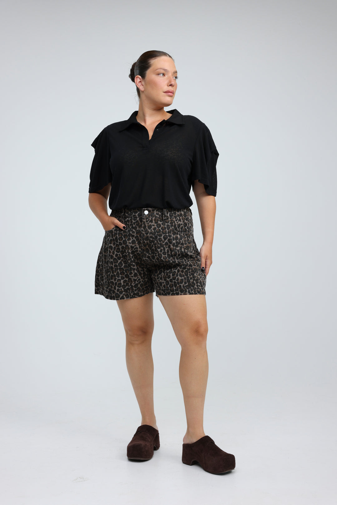 Guri Leopard Denim Shorts