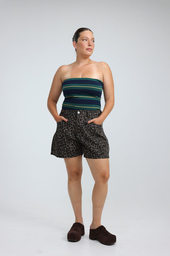 Bond Brown Striped Strapless