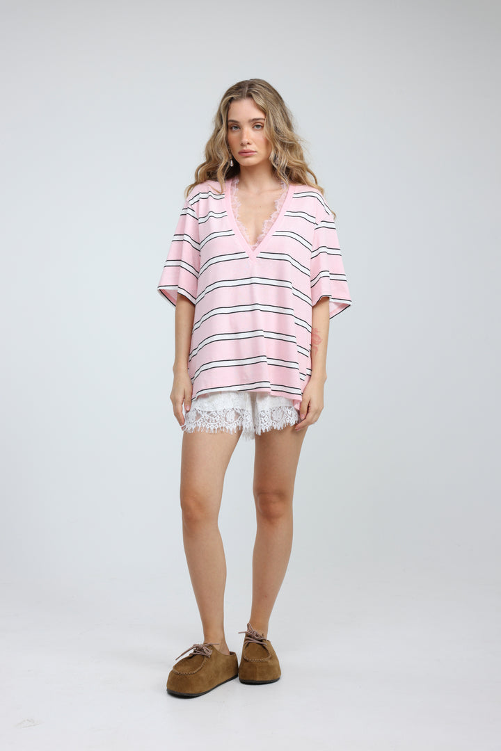Glow Pink Stripes T-Shirt