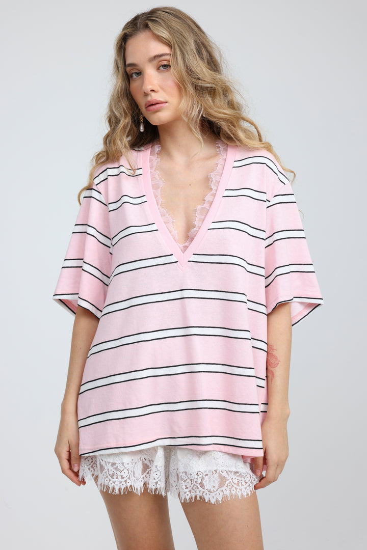 Glow Pink Stripes T-Shirt