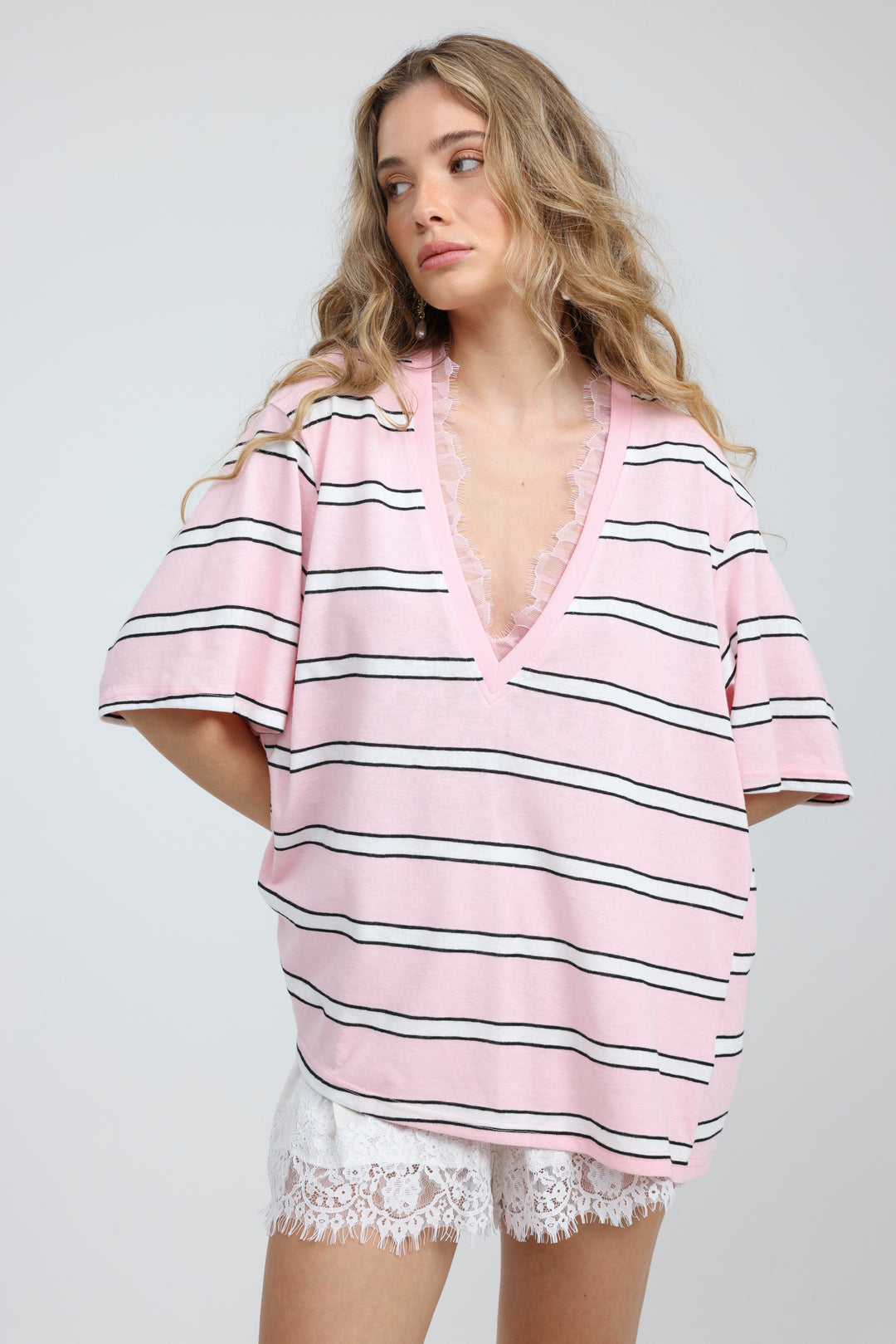 Glow Pink Stripes T-Shirt