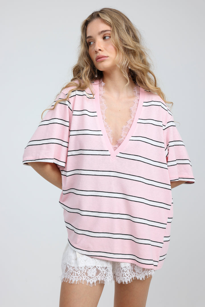 Glow Pink Stripes T-Shirt