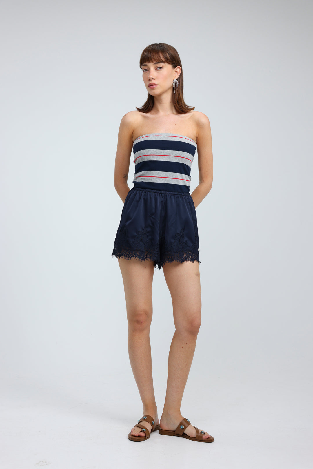 Bond Grey Striped Strapless