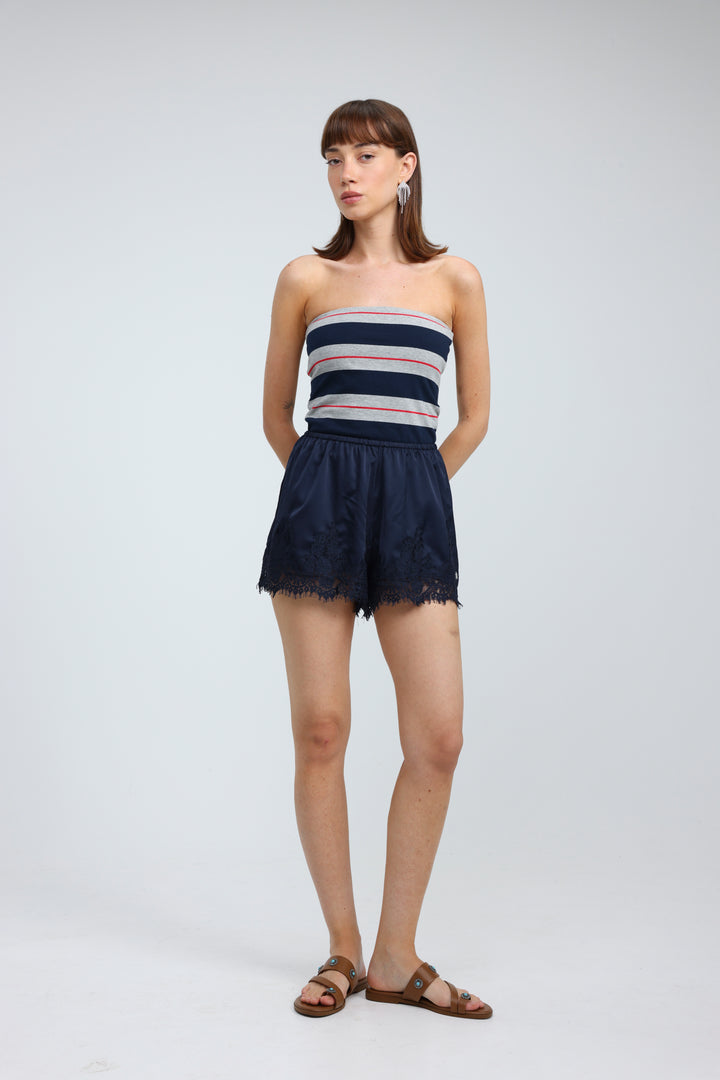 Bond Grey Striped Strapless