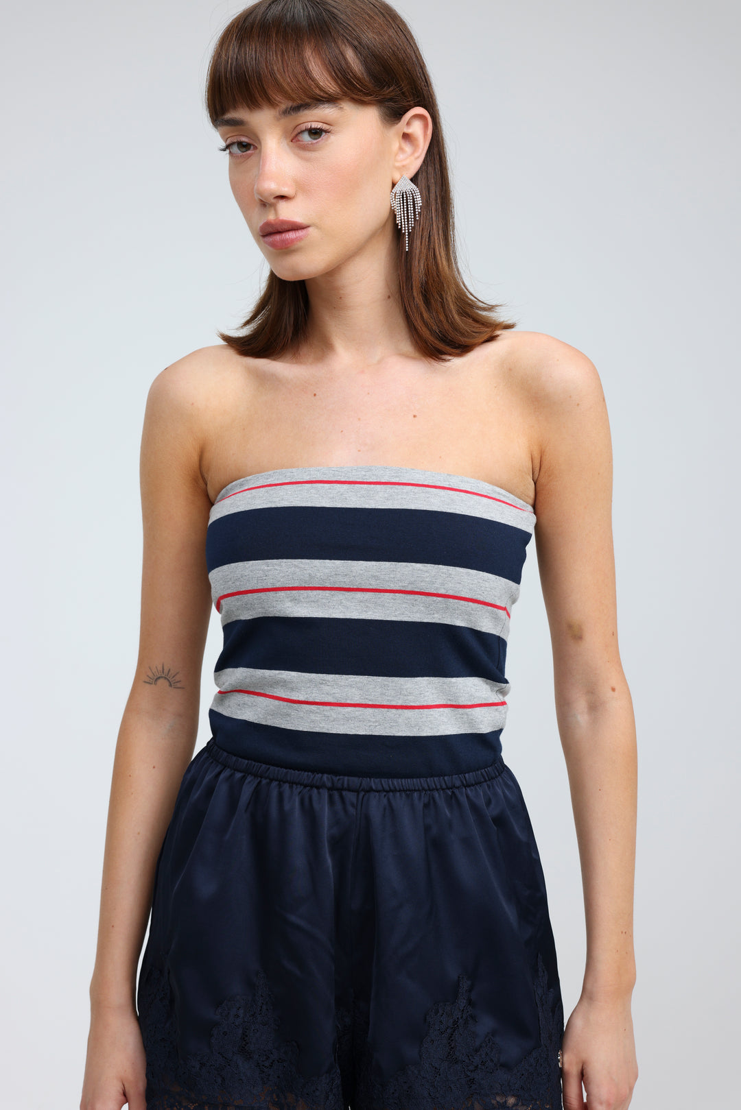 Bond Grey Striped Strapless