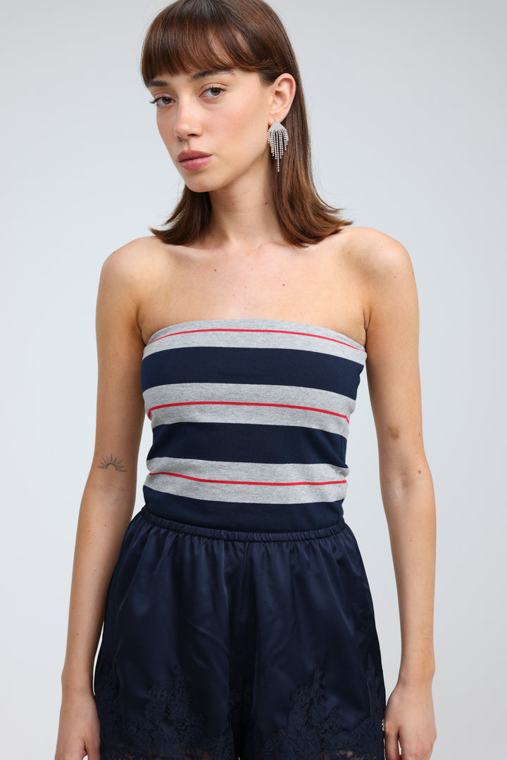 Bond Grey Striped Strapless