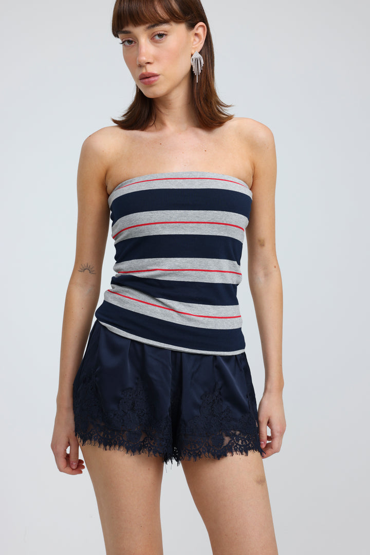 Bond Grey Striped Strapless