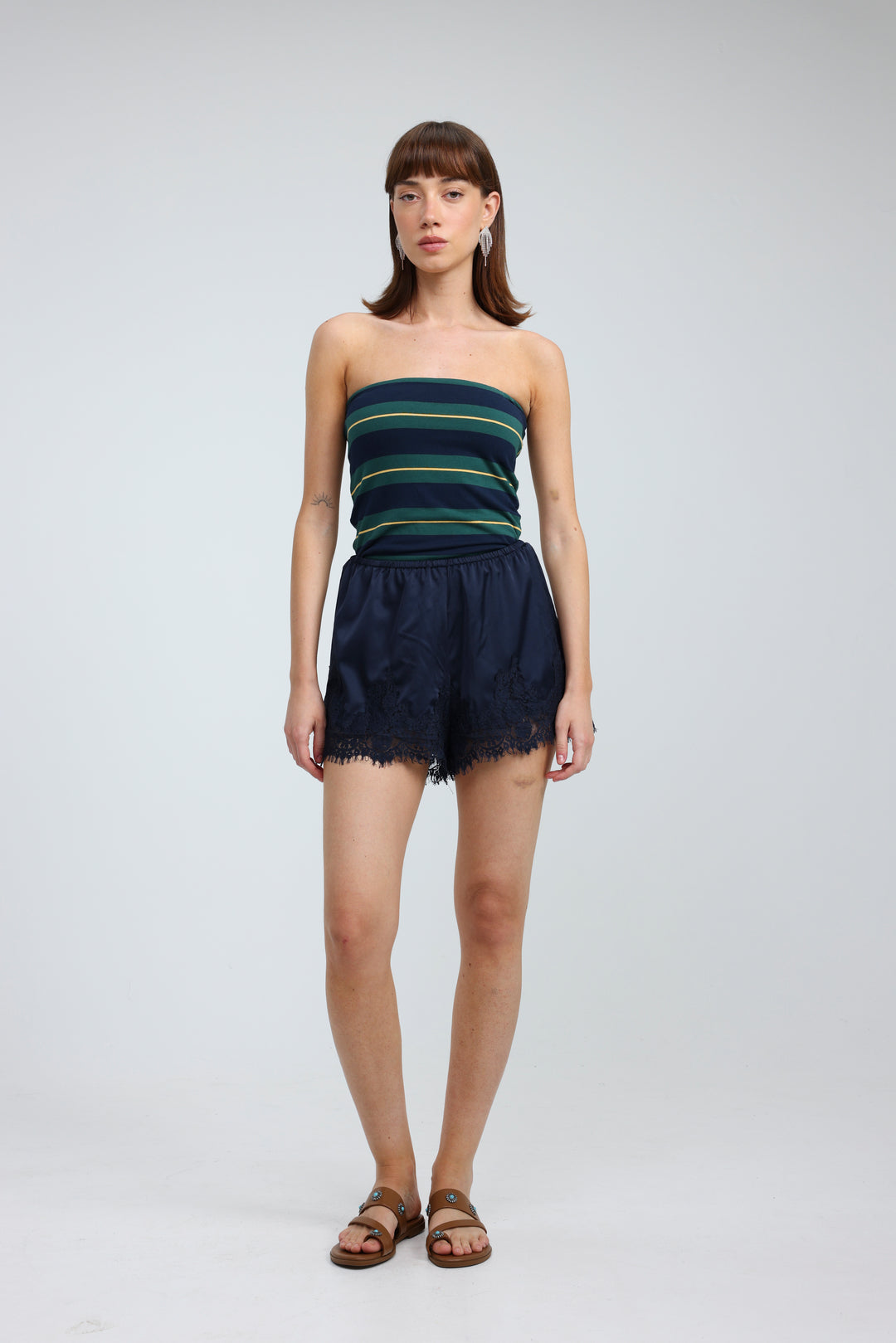 Bond Green Striped Strapless  SEESTARZ