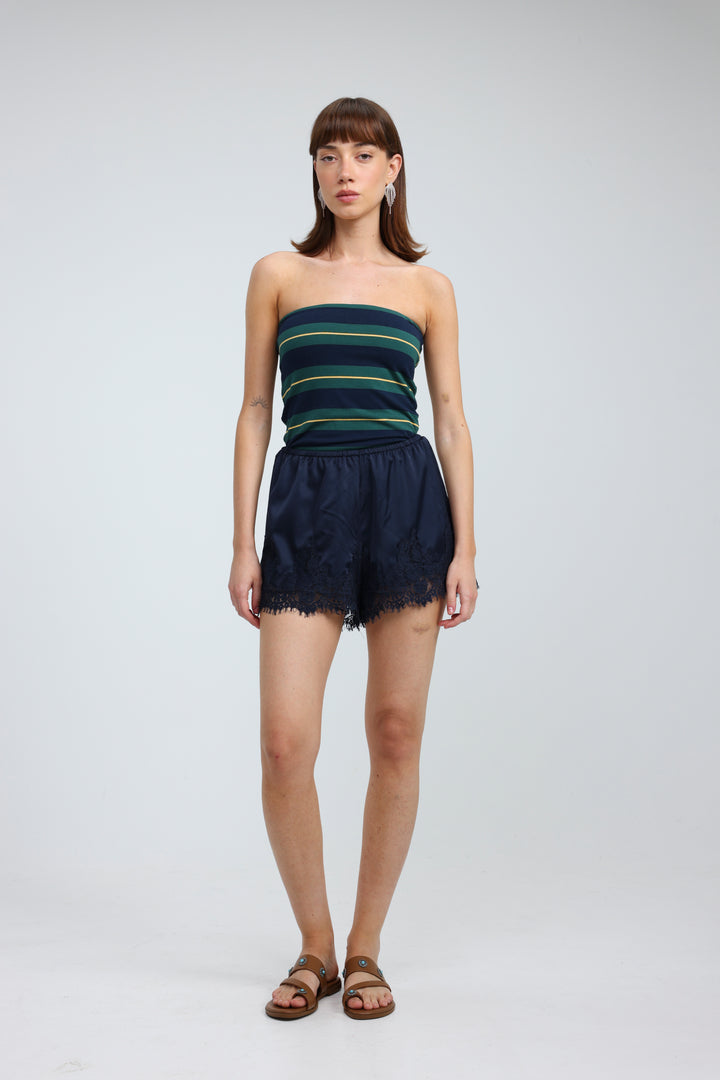 Bond Green Striped Strapless