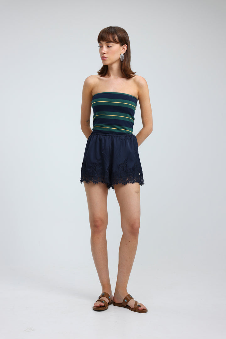 Bond Green Striped Strapless