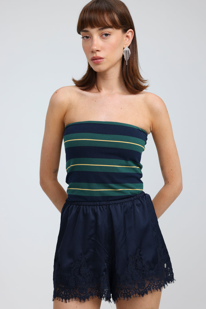 Bond Green Striped Strapless