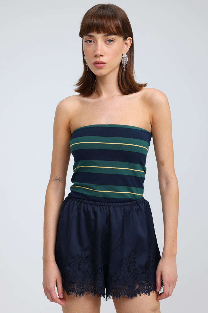 Bond Green Striped Strapless
