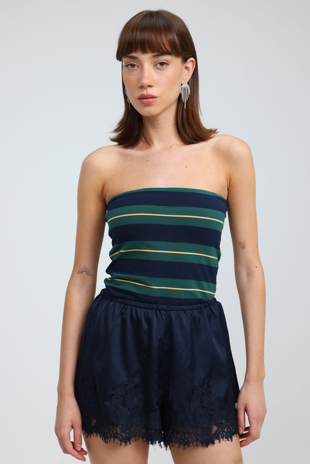 Bond Green Striped Strapless
