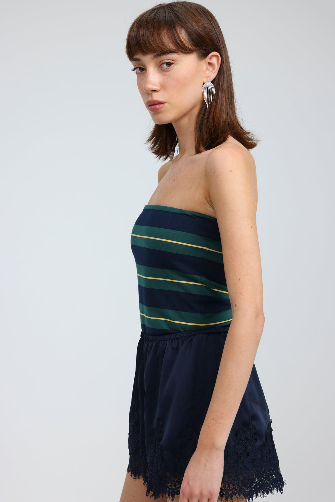 Bond Green Striped Strapless – SEESTARZ