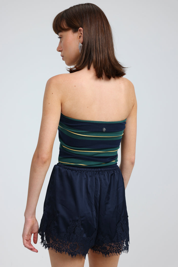 Bond Green Striped Strapless