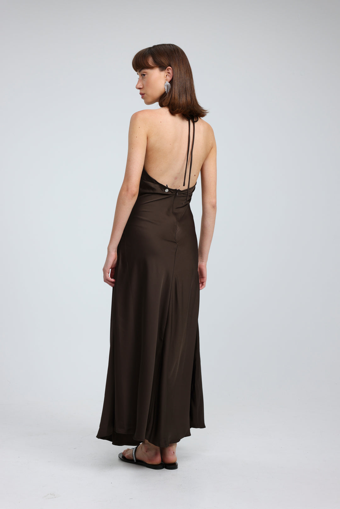 Sequin & Satin Brown Dress