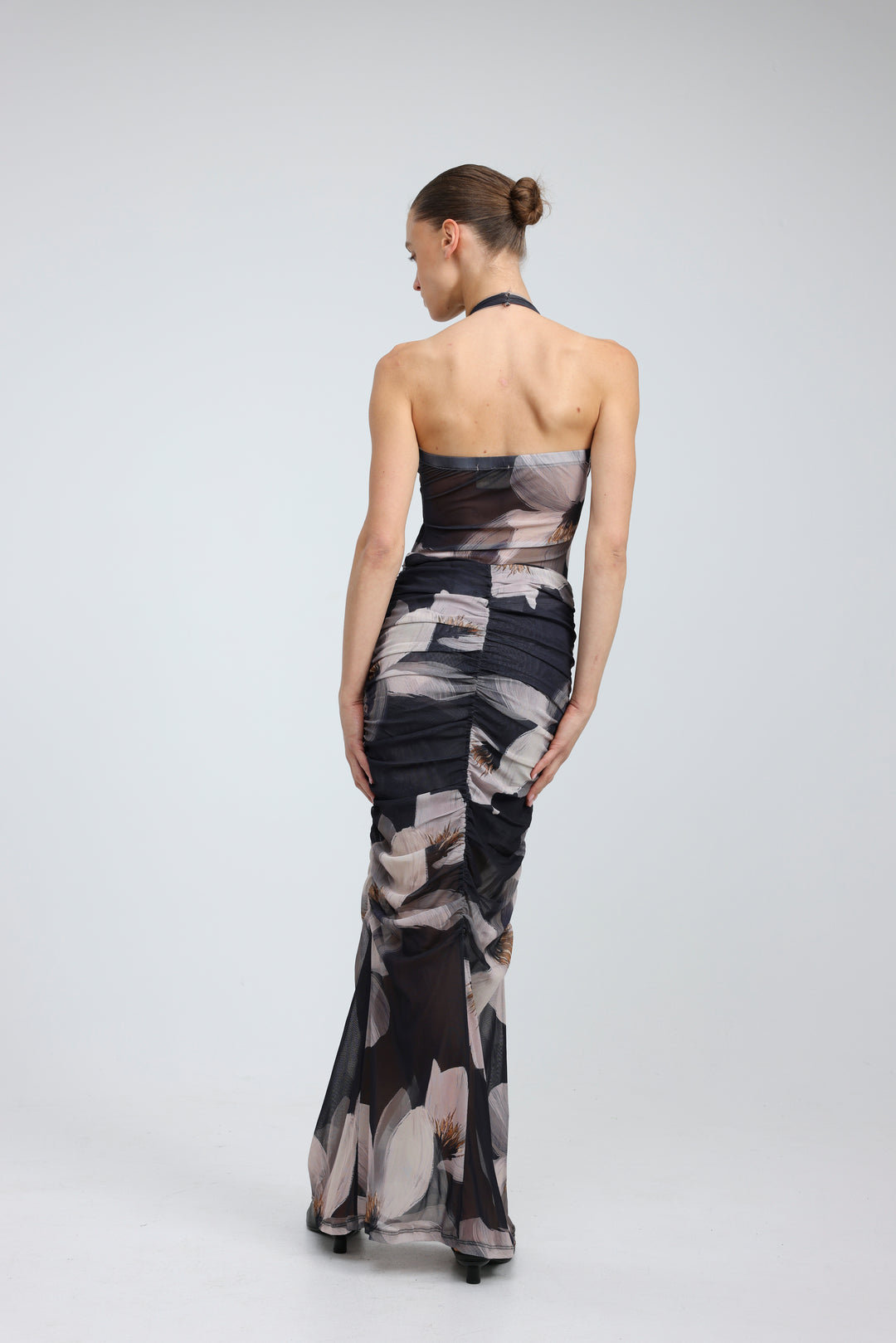 Floral Gathered Mesh Skirt