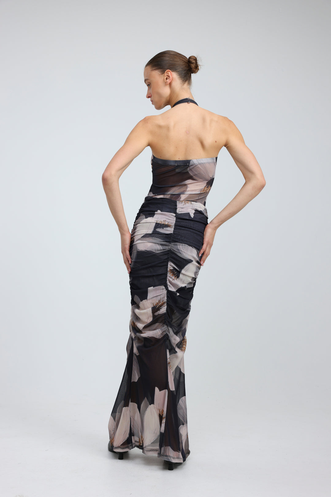 Floral Gathered Mesh Skirt