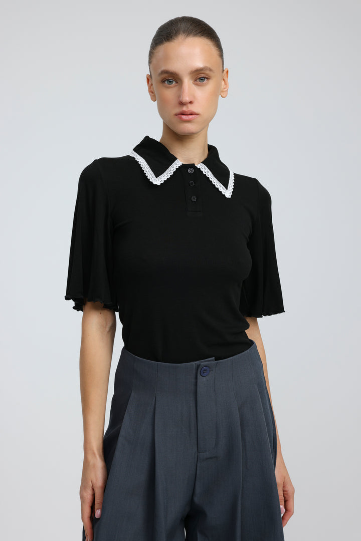 Stamp Black/White Polo T-Shirt