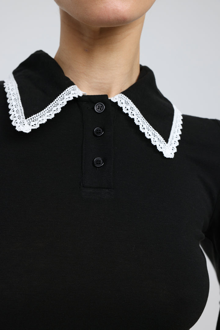 Stamp Black/White Polo T-Shirt