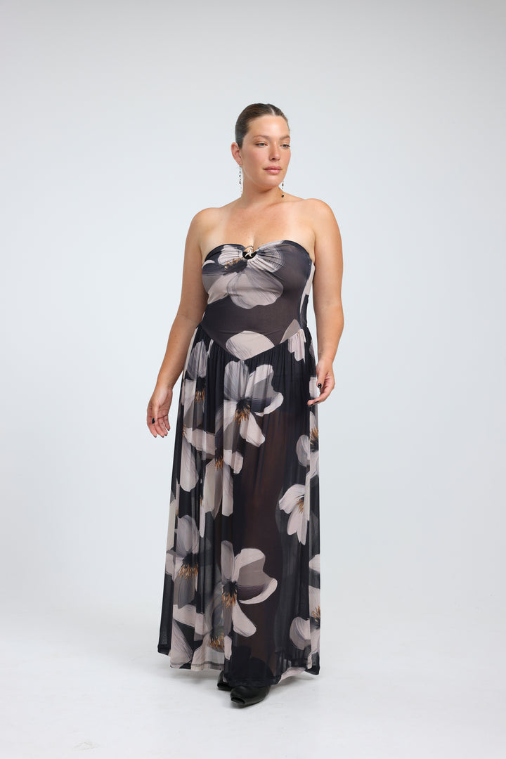Starfish Floral Strapless Dress