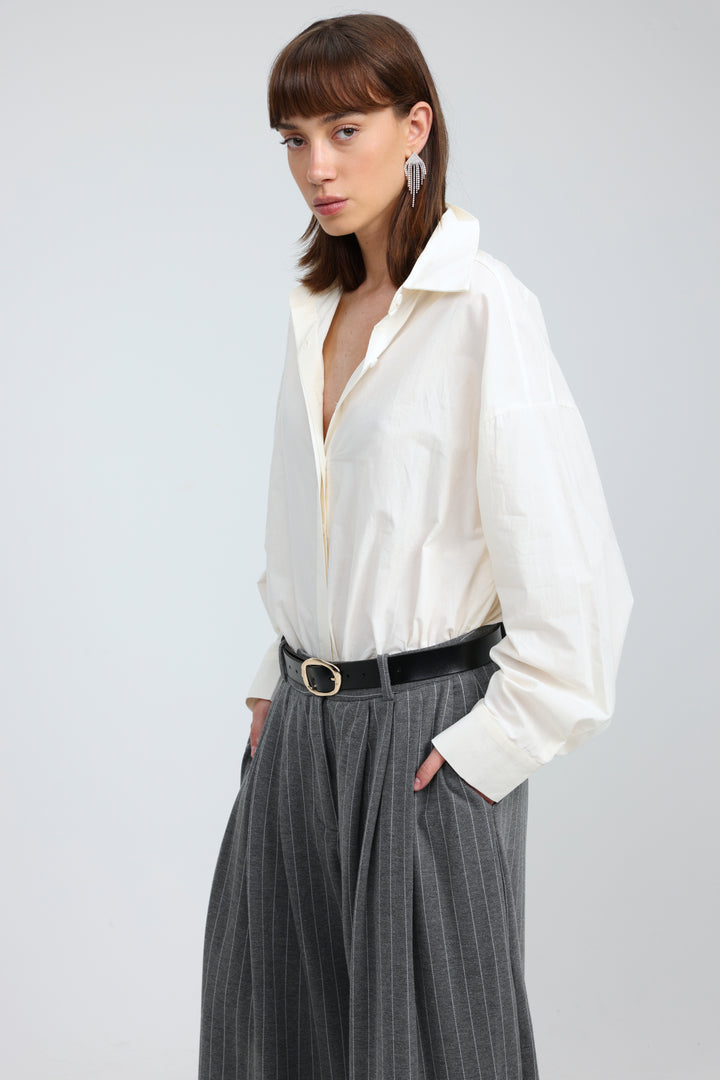 Heart-Back Cream Buttoned Shirt