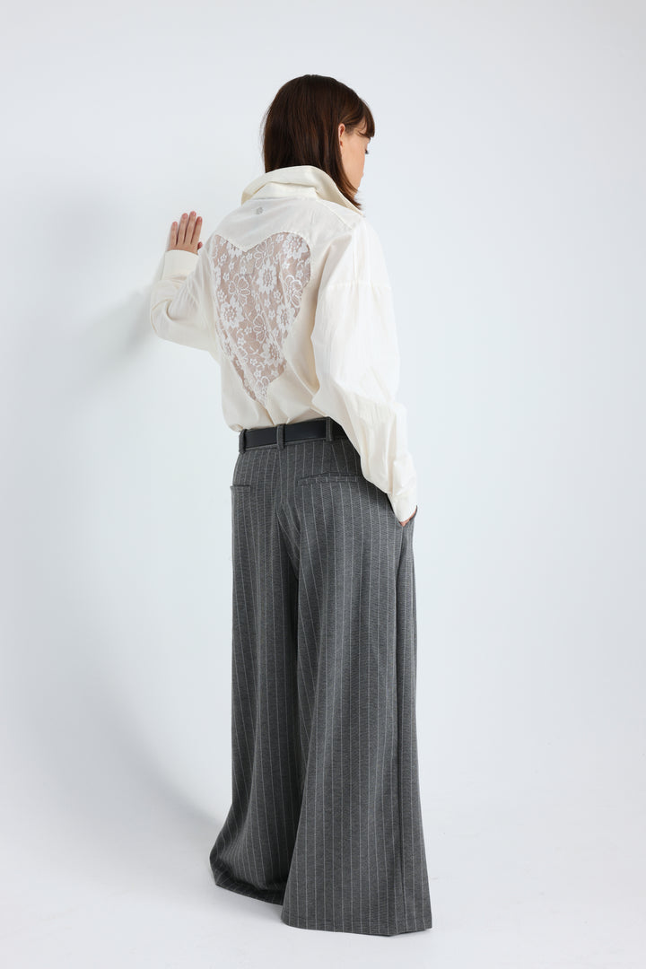 Heart-Back Cream Buttoned Shirt
