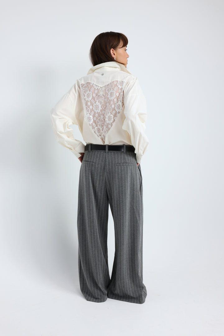 Heart-Back Cream Buttoned Shirt