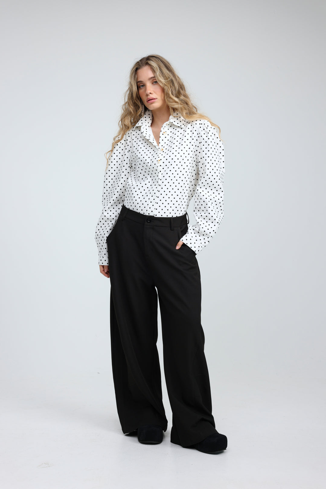 Overtime White Dots Buttoned  Shirt