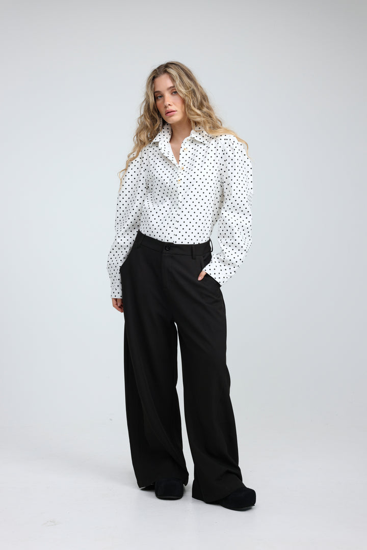 Overtime White Dots Buttoned  Shirt