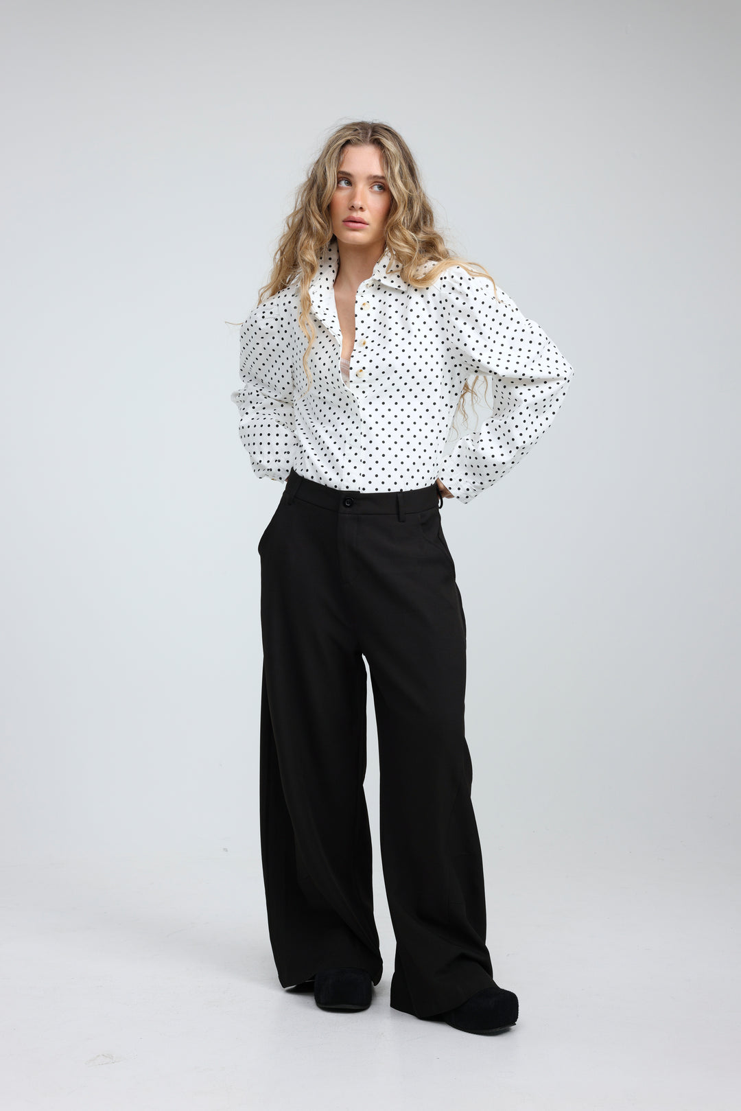 Overtime White Dots Buttoned  Shirt