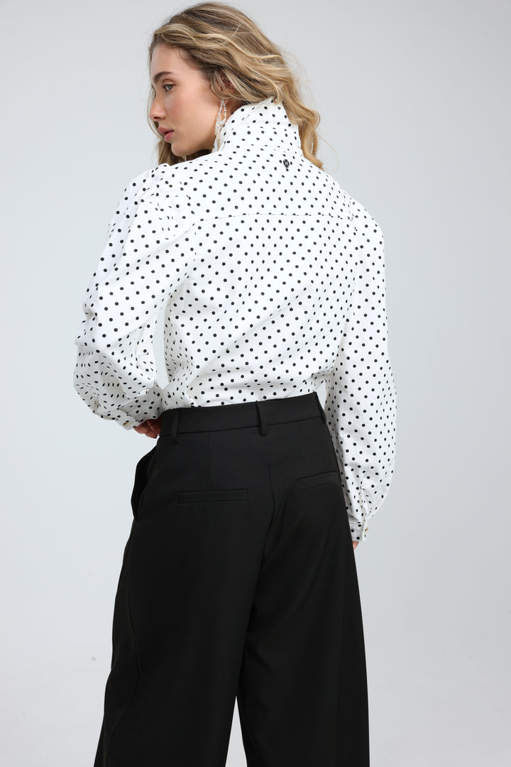 Overtime White Dots Buttoned  Shirt