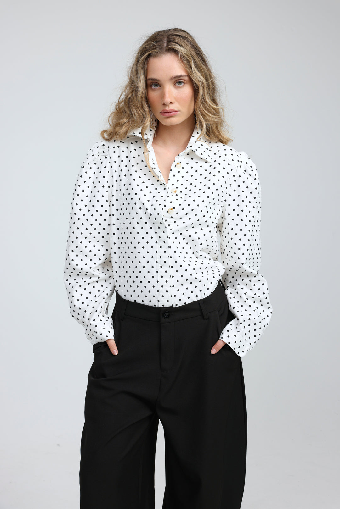 Overtime White Dots Buttoned  Shirt