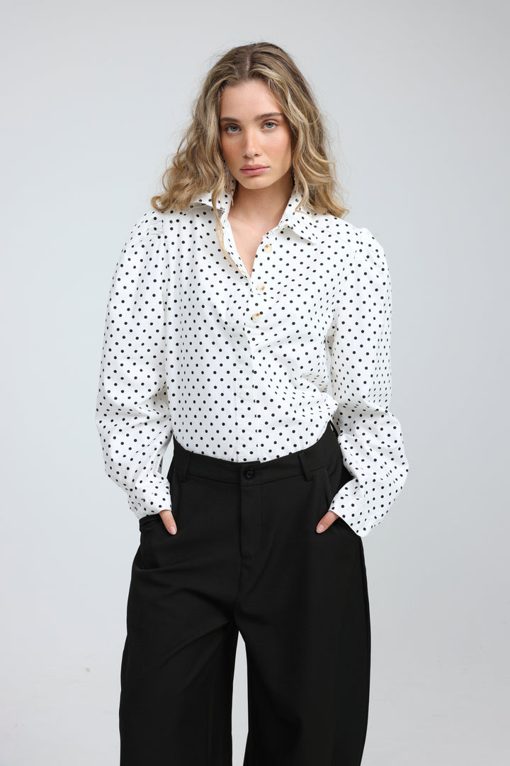 Overtime White Dots Buttoned  Shirt