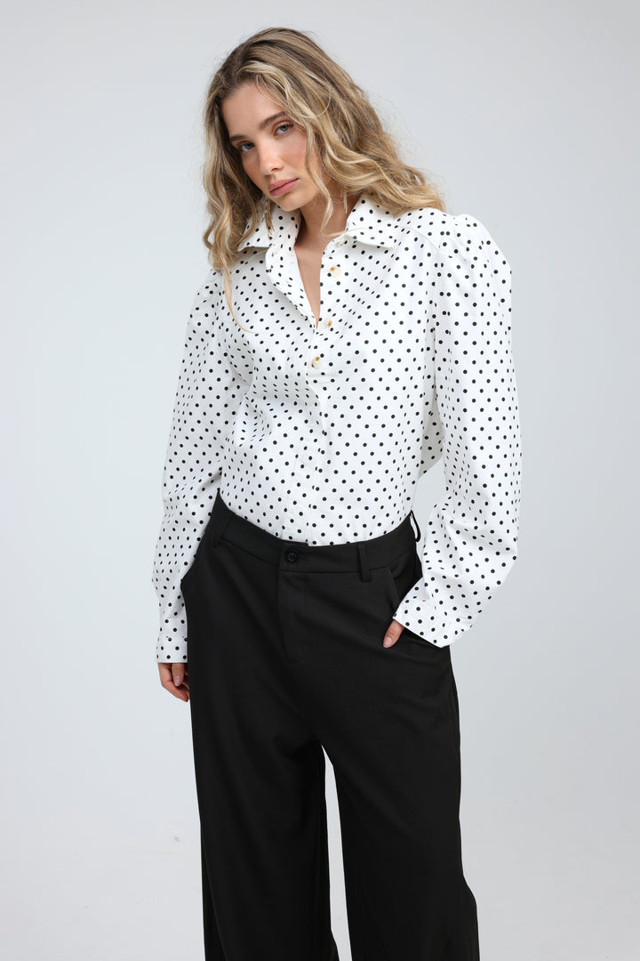 Overtime White Dots Buttoned  Shirt
